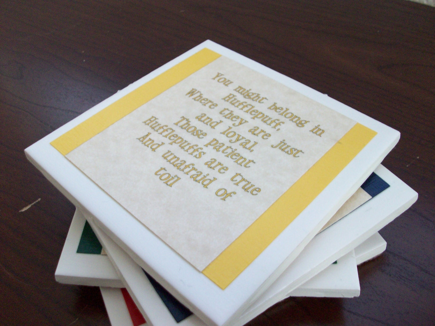 Harry Potter Coasters - Set of 4: Sorting Hat Song - Gryffindor, Ravenclaw, Hufflepuff, and Slytherin