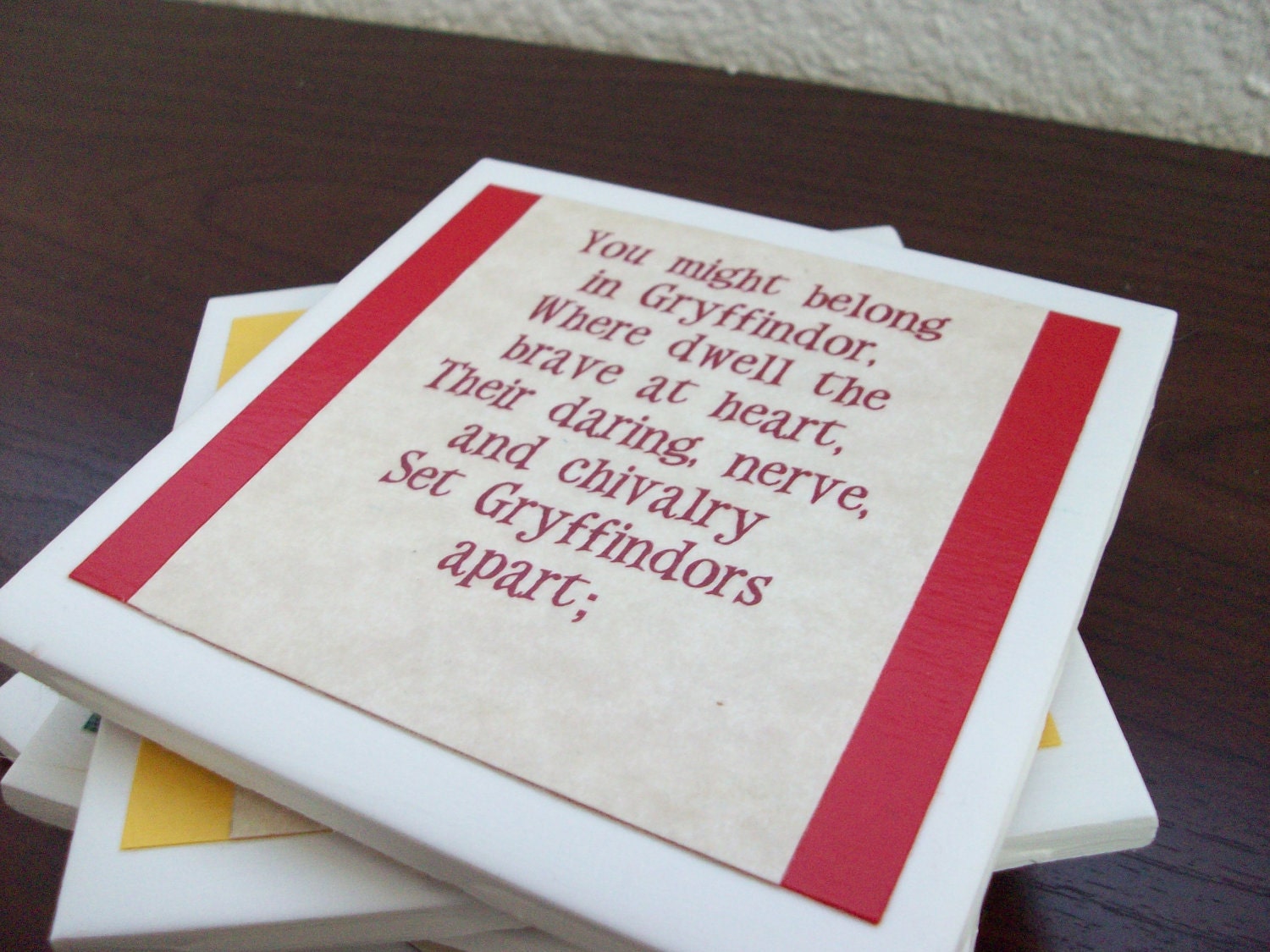 Harry Potter Coasters - Set of 4: Sorting Hat Song - Gryffindor, Ravenclaw, Hufflepuff, and Slytherin