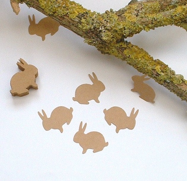 PIF - 30 Kraft Bunny Punches. Martha Stewart Upcycled Eco-Chic Embellishments. Confetti Scrapbook Favors Tags Invitations.