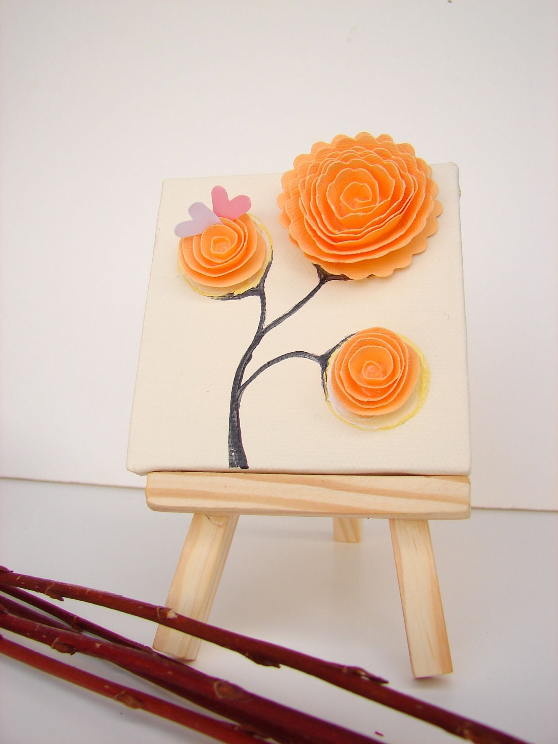 Spring Decor, March Decor, Wall Decor, Home Decor-Any 3 Paper Rosette Mini Mixed Media Art Pieces-Your Choice