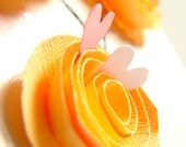 Spring Flowers Creamsicle Paper Rosette- Mixed Media 3-Dimensional Art--Orange, Pink, White--Made To Order
