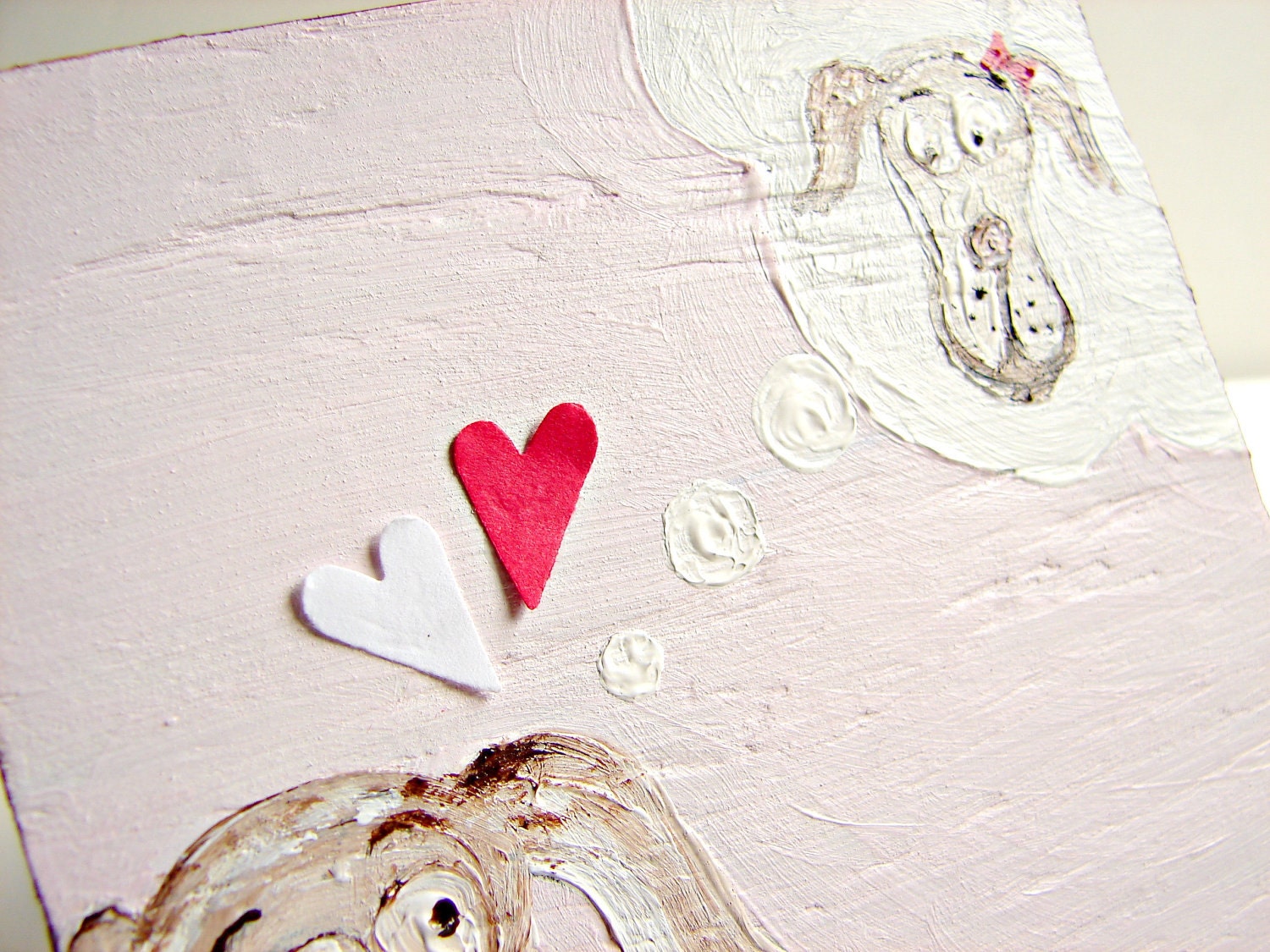 Wedding Gift, Graduation Gift, Wall Art-Mixed Media Puppy Love--Nursery Art, Girls Room, Wedding Anniversary Gift