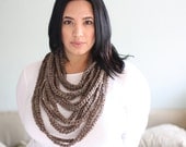the Mister T // chain warmer necklace infinity loop scarf crocheted // barley brown tan // fall accessory