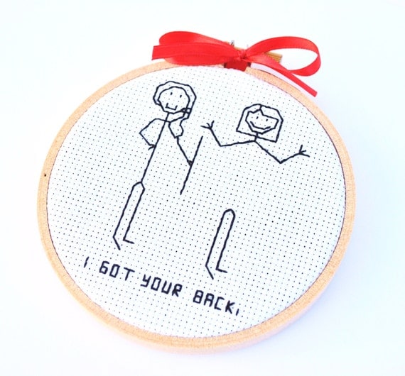 Funny Christmas Ornament, "I got your back" Stick Figure Ornament