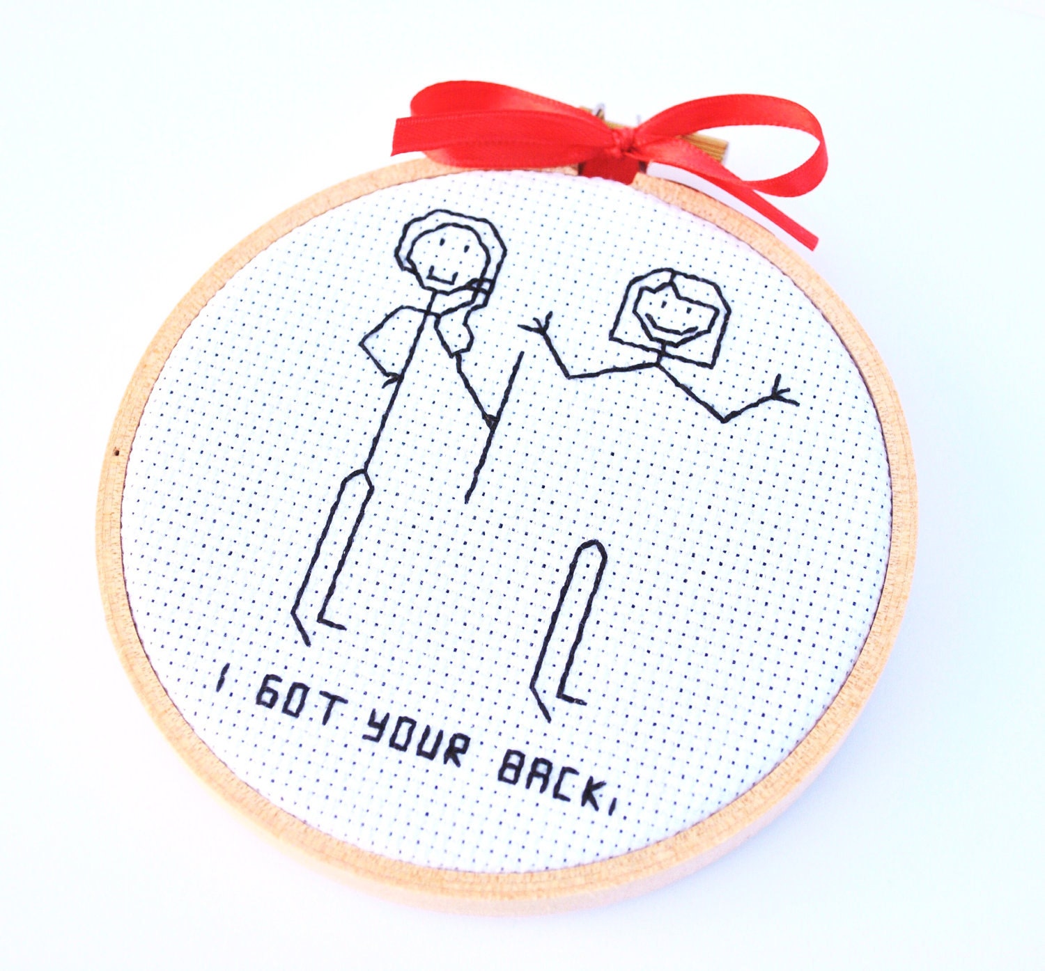 Funny Christmas Ornament, "I got your back" Stick Figure Ornament