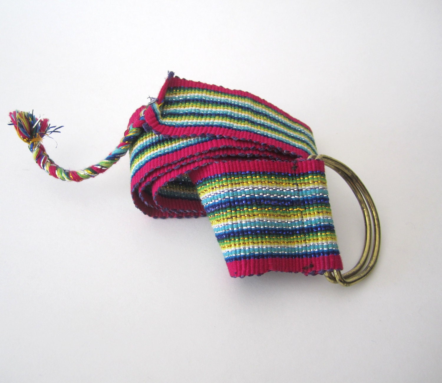 Vintage 80s Metallic Colorful Cinch Belt // Fits up to 35" waist