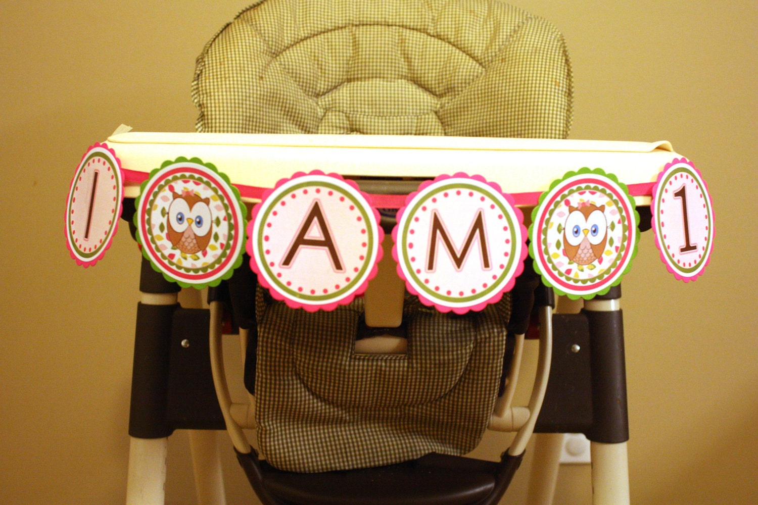 Look Whoo's 1 Highchair Banner Owl highchair banner, Girl Owl I am 1 High chair Banner Girl 1st birthday party