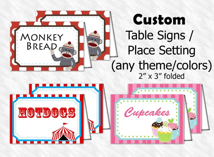 Table Signs food Signs Place card Settings Place Cards Buffet Signs Food Labels custom customized (Digital File Printable DIY)
