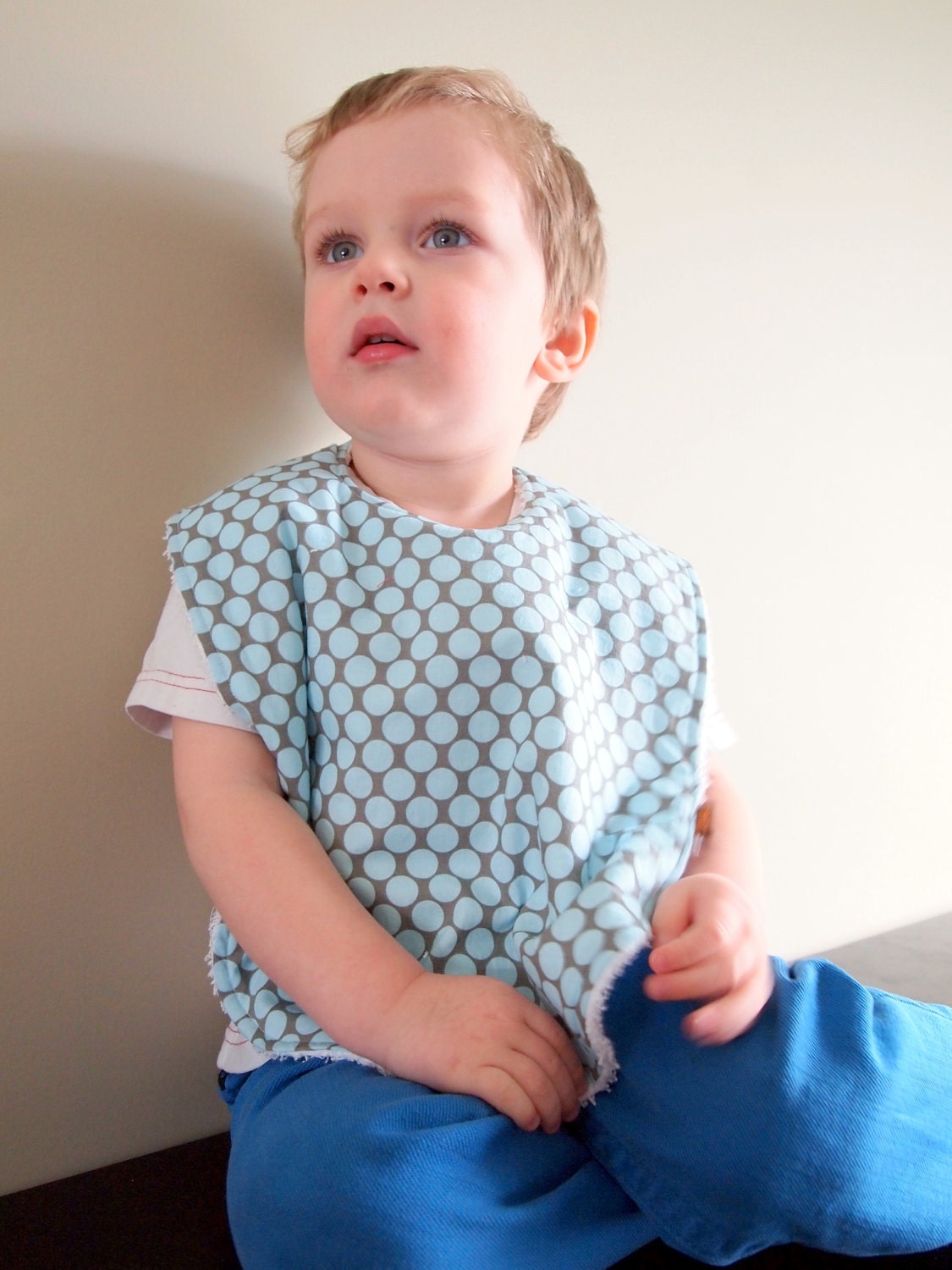 toddler bib baby boys blue oversize terry cloth snap amy butler