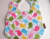 baby bib birds minky bright colorful cotton anne kelle snap newborn bib