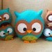 Large Plush Turquoise Owl Toy/Pillow