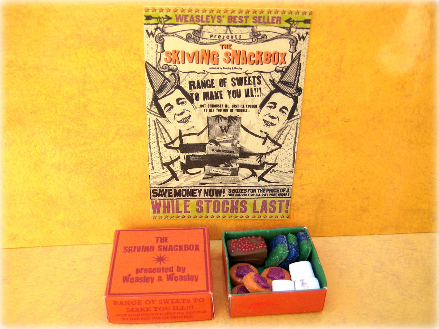 Skiving Snackbox by the Weasley brothers in dollhouse miniature