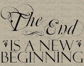 Inspirational Story Book THE END New Beginning Wall Decor Art Printable Digital Download for Iron on Transfer Fabric Pillow Tea Towel DT829