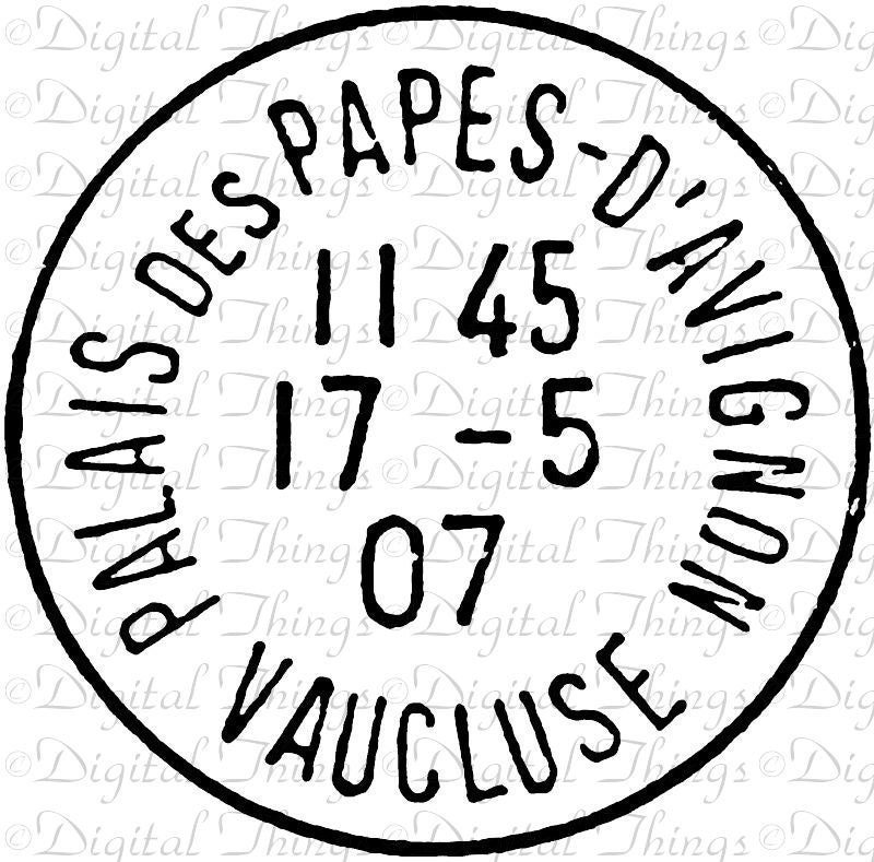 French Stamp Postmark Post Mark Pope Palace Letter Digital Download for Iron on Transfer Fabric Pillows Tea Towels DT421