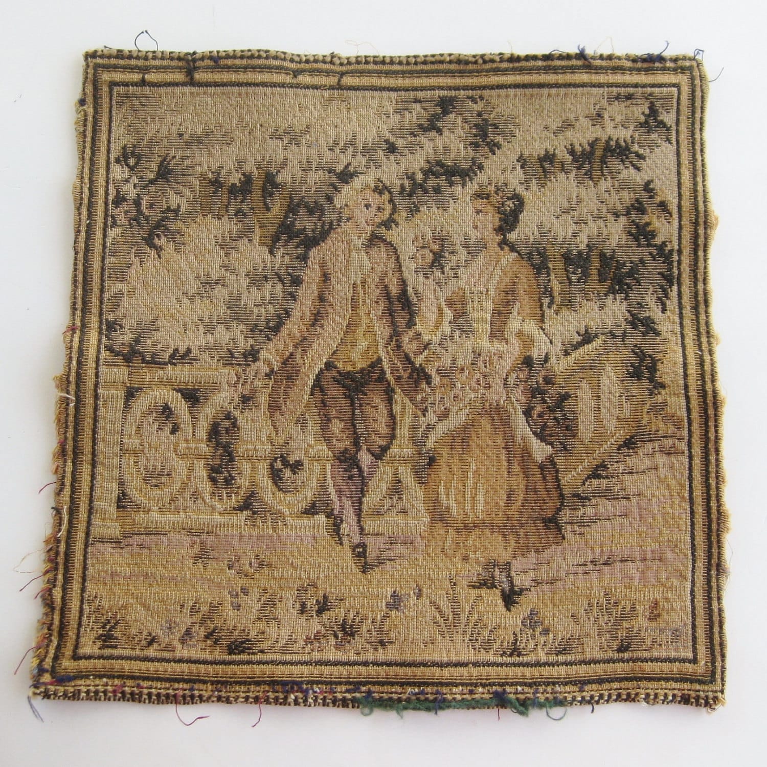 Reserved Antique French Victorian Scenic Woven by SanDiegoVintage