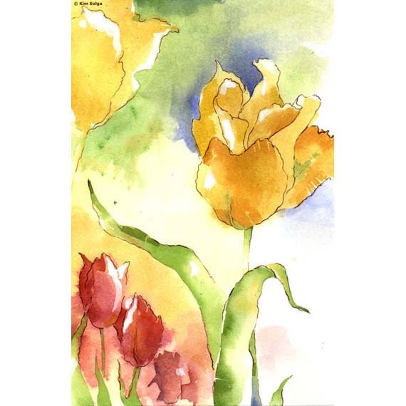 Sound of Sunshine - Small Print of brilliant flowers in colorful red, gold and green