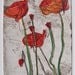 Red Poppies softground etching with chine colle in red orange green