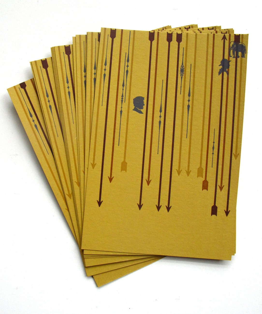 Arrows and Ornaments - Letterpress Postcard