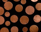 60 Piece Copper Circles With Holes Unfinished 6 Sizes