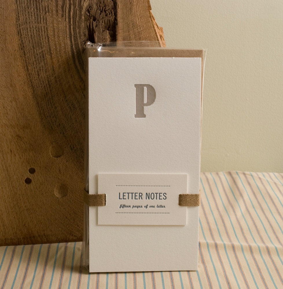 Letter P : Letterpress Notepad / Stationery Set