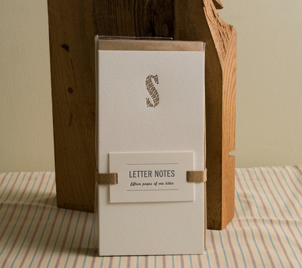 Letter S : Letterpress Notepad / Stationery Set