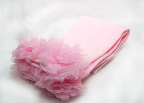 Adorable Light Pink Leg Warmers With Light Pink Chiffon Ruffles, Ruffled Light Pink Leg Warmers