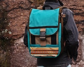 Small backpack --turquoise, brown, southwest -- made to order.