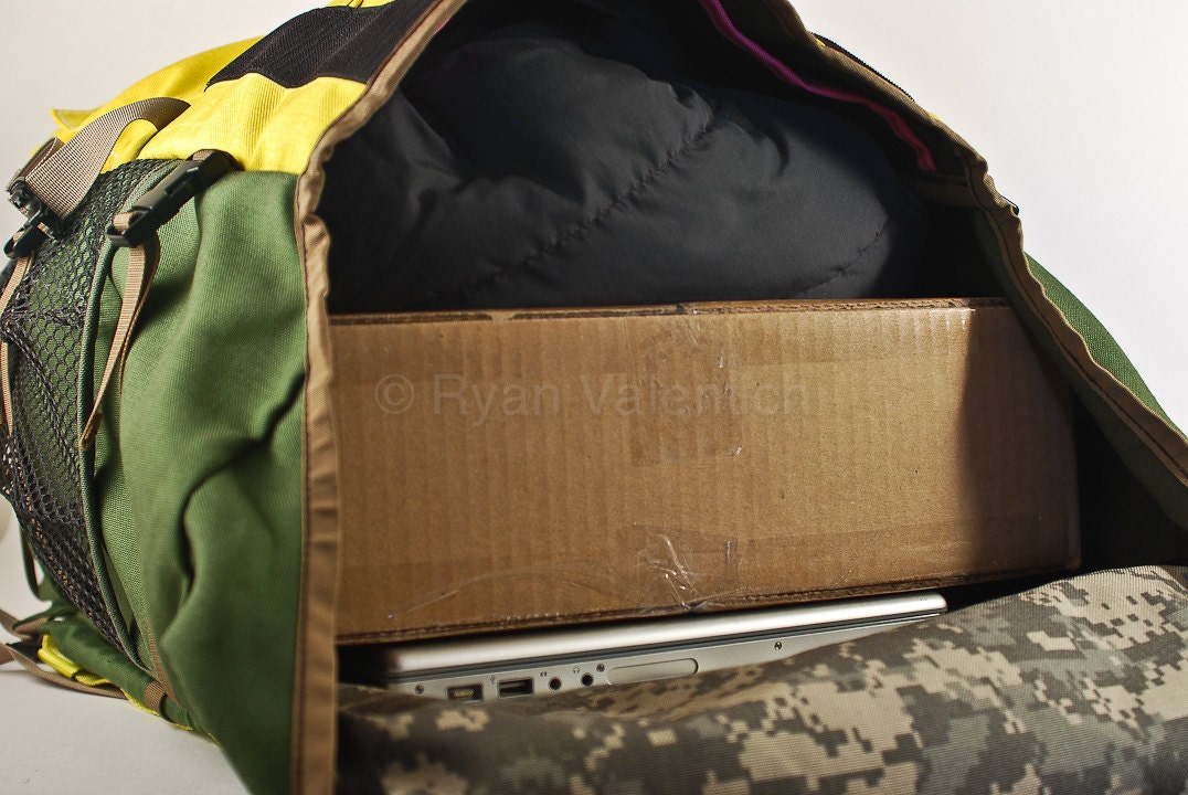 Large Backpack -- olive and lemon. Made to order.