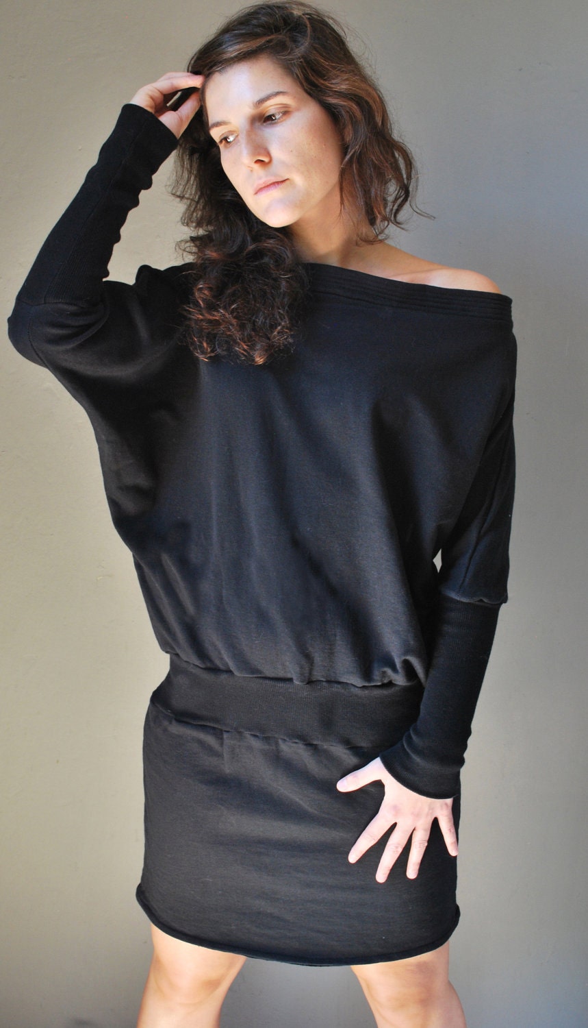 Black Dress Japanese Sleeves Women sweatshirt /  Gift for her / Women fashion