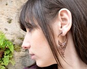Earrings Fake Gauge Earrings Wooden Flower Circle Drops Tribal Earrings - FG004 W