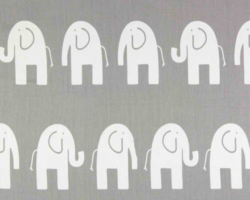 Custom Rod Pocket Curtains-Pair-Elephant, grey and  white
