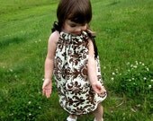Green and Brown Damask Pillowcase Dress
