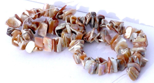 1 Strand Chunky Natural Free Form Mother of Pearl Shell Beads
