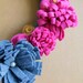 Yarn wrapped Autumn Wreath with Dimensional Felt Flowers, Fuchsia, Denim, Goldenrod 12-Inch As Featured on Simply Handmade: Decor Magazine