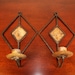 vintage pair of rustic metal wall candle holders