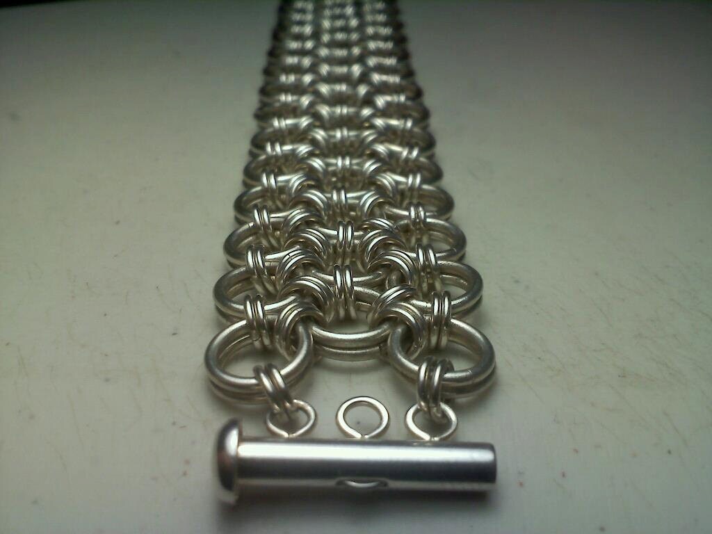 Sterling Silver Handmade Chainmail Japanese Bracelet