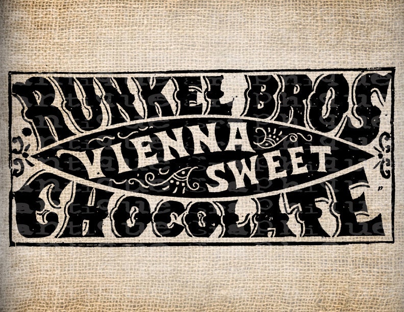 Antique Vienna Chocolate Script Frame Cafe Digital Download for Papercrafts, Transfer, Pillows, etc. No 6053