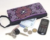 Coin Pouch Bag Purse Hill Tribe Fabric Vintage HMONG Hemp Handmade Thailand (BG295W-PUC)