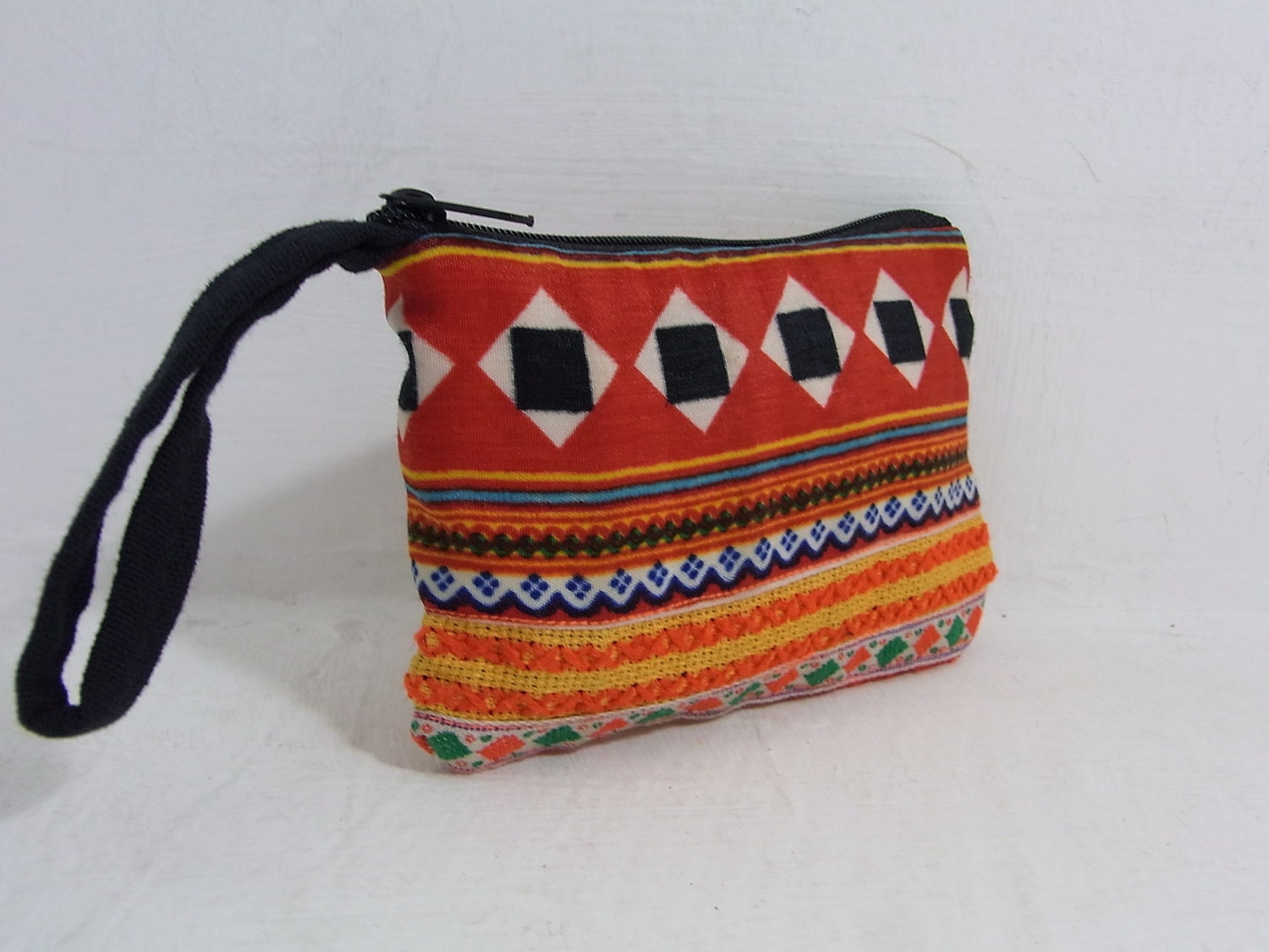 Coin Pouch Bag Purse Hill Tribe Fabric Vintage HMONG Hemp Handmade Thailand (BG290V.704)
