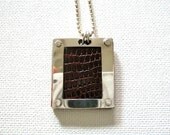Buffalo Leather, Copper,  Sterling Silver Framed Necklace