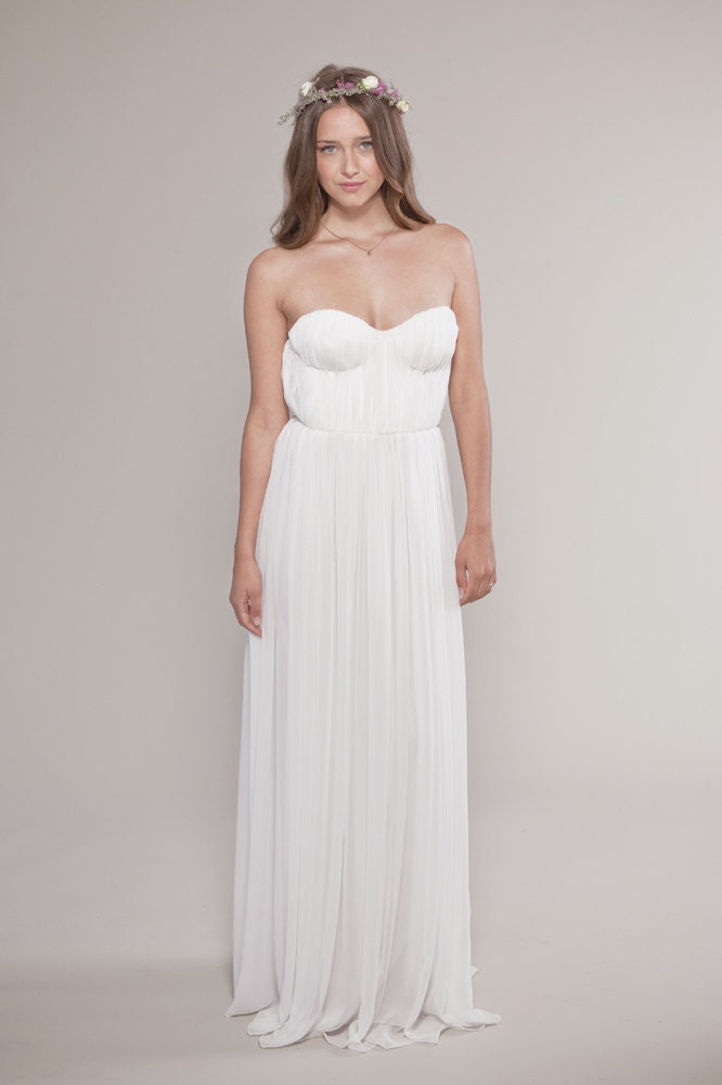 Bohemian Wedding Dress: Chiffon Sweetheart Top and Shirred Chiffon Skirt