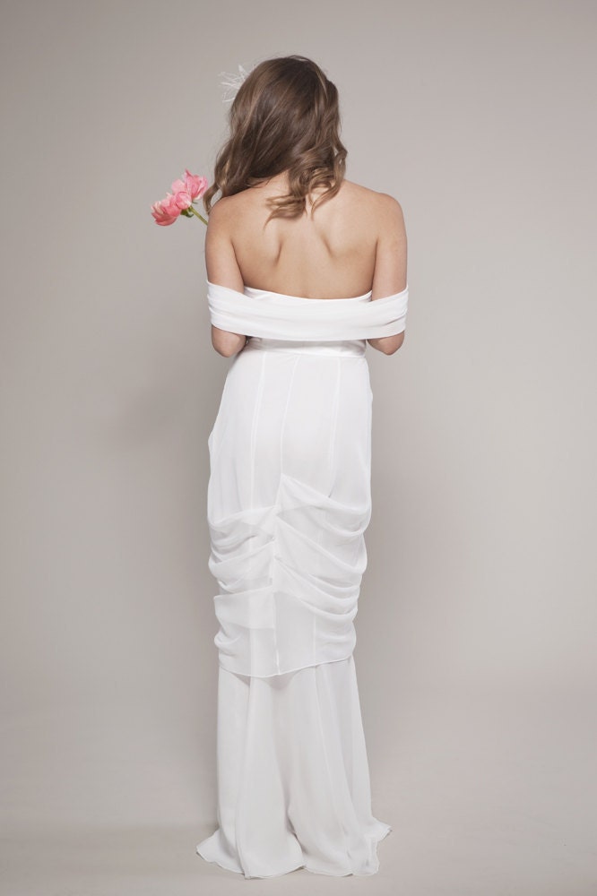 Chiffon Wedding Dress: Draping Chiffon Bustier and Tulipe Chiffon Skirt
