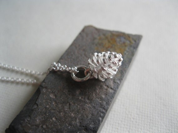 Pine Cone Tree Sterling Silver Charm Pendant Necklace