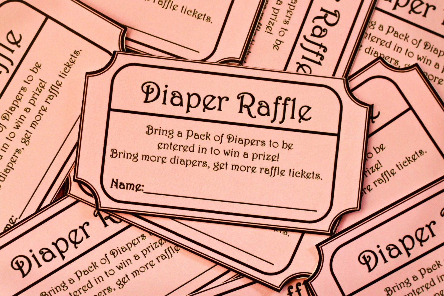 Pink Printable Baby Shower Diaper Raffle Ticket
