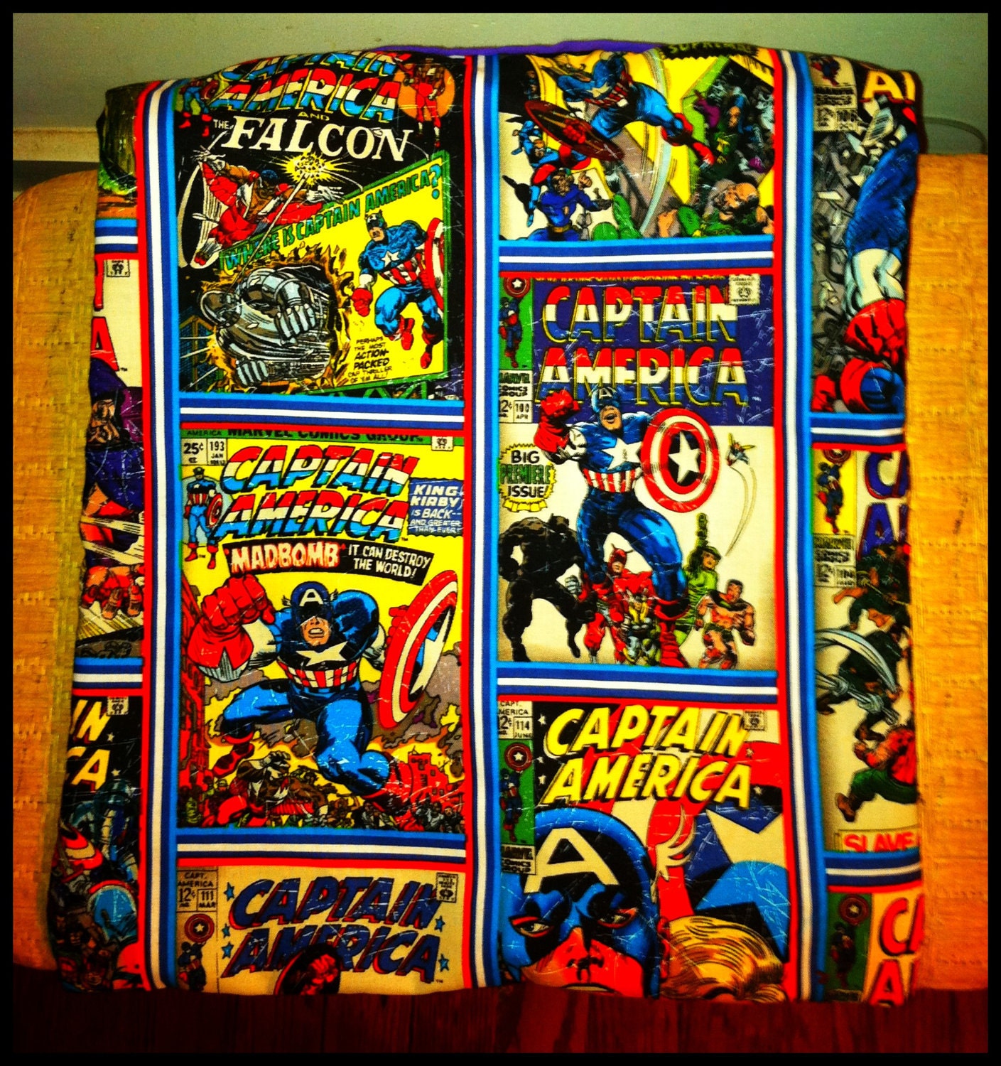 Captain America Tote Bag Comic Book Vintage Inspired Retro Kitschy Kitsch