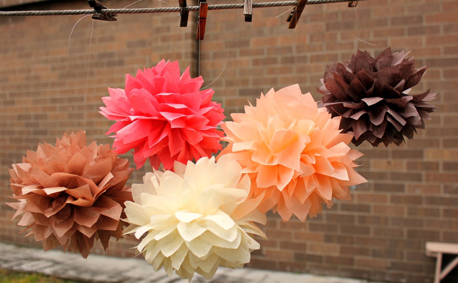 ON SALE 5 Tissue Pom Poms -Mandarini Collection - Weeding Decorations / Baby Shower Decor / Childrens room / Sweet 16 / Nursery Decor Il_170x135