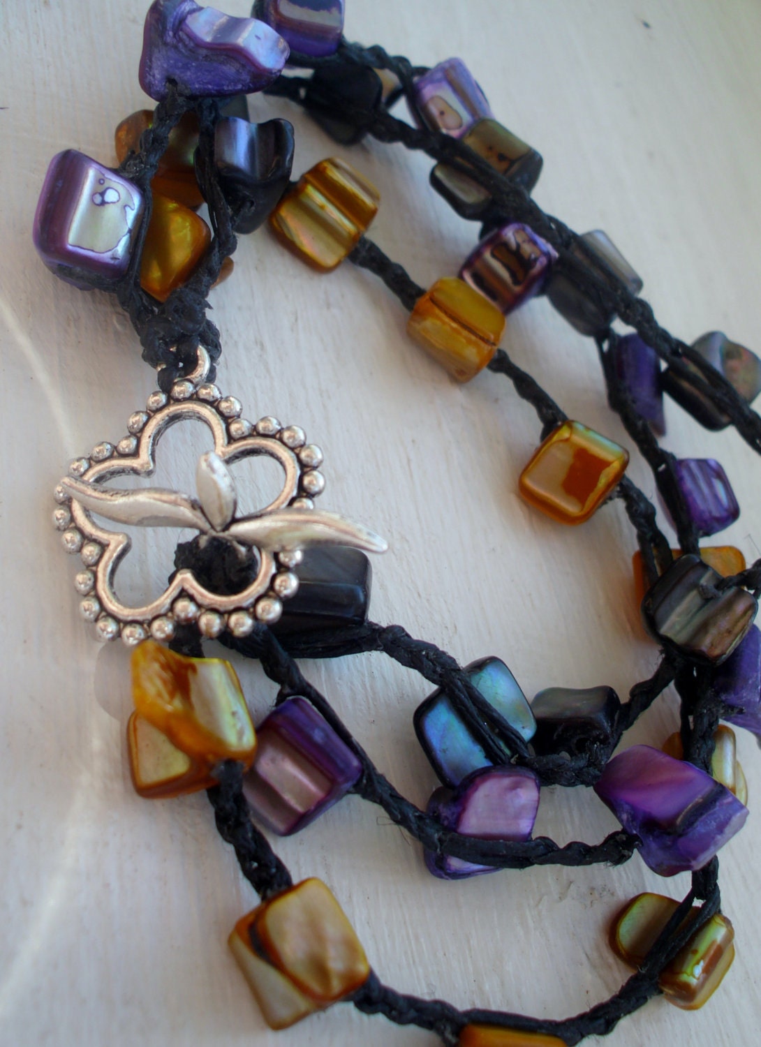 Yo Momma of Pearl  Crochet Bracelet