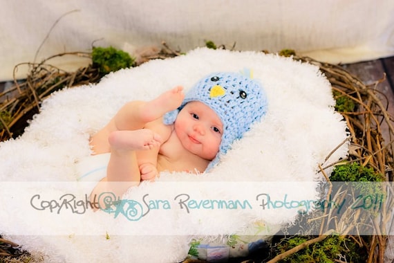 Crochet Birdie Hats for Twins -  Avail NB - Toddler - any color. Great photo props