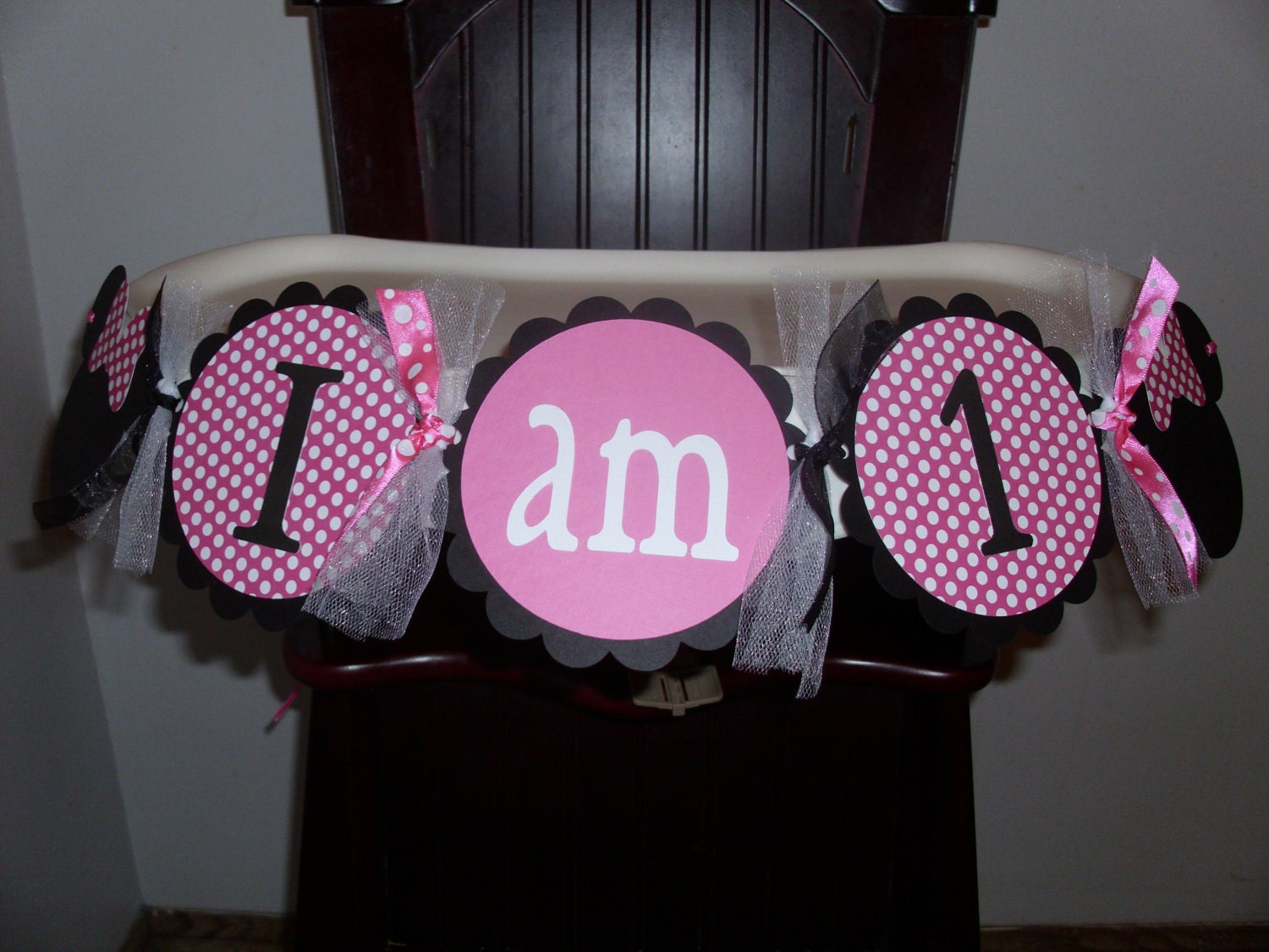 Minnie Mouse Inspired I Am 1 High Chair Banner