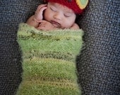 newborn photography prop- The very hungry caterpillar knitted hat and cocoon soft fuzzy luxury set 0-3 months, baby shower gift